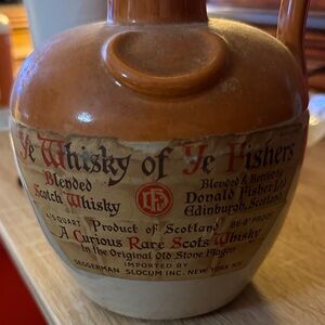 Blended Scotch Whisky in Tan and Cream Stoneware Jug